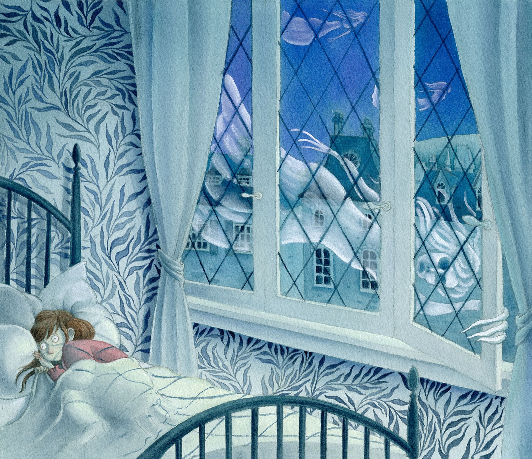 A child sees a ghost outside a bedroom window