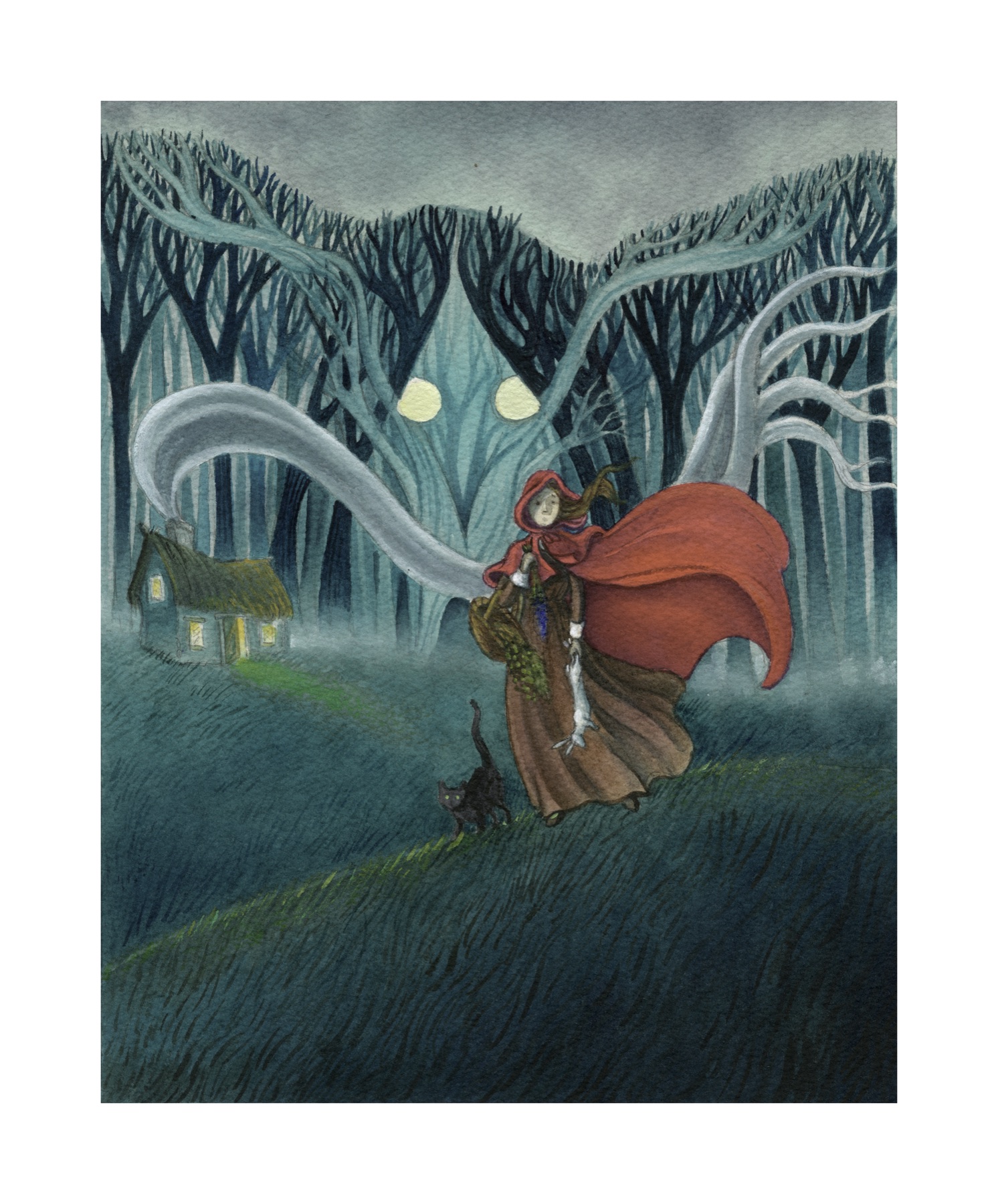 Mounted version of the Spooky Witch illustration