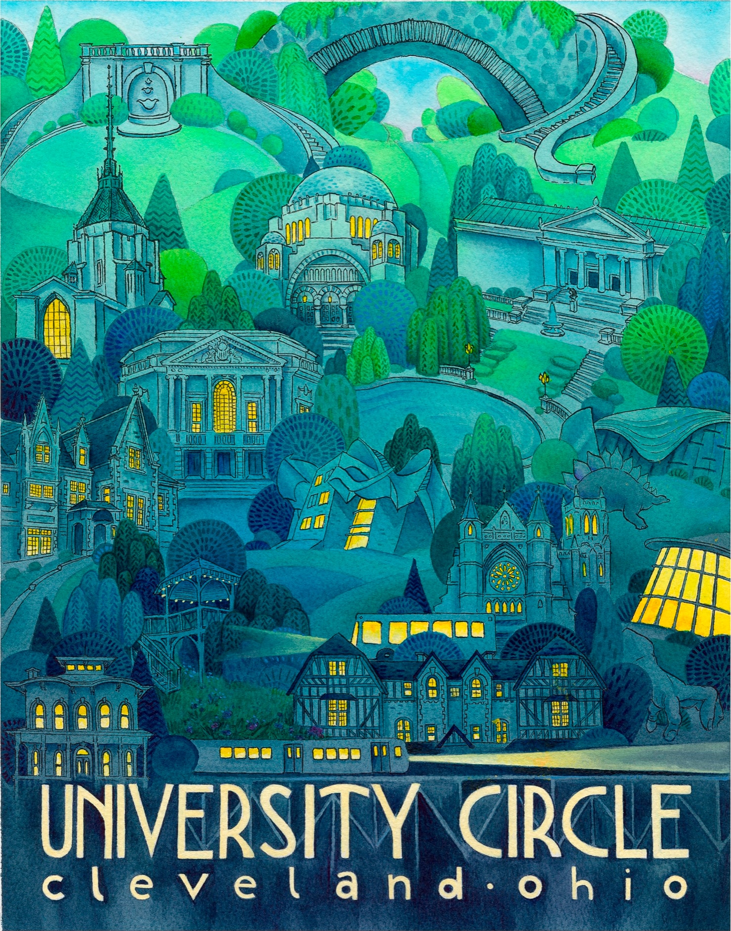 University Circle illustration by Eileen Ryan Ewen